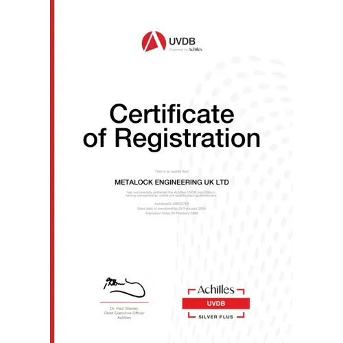 Achilles UVDB Certificate of Registration