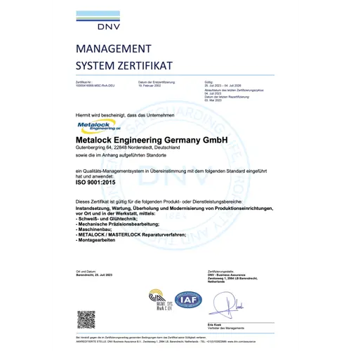 DNV – Zertifikat ISO 9001:2015 - DE - bis 04072026