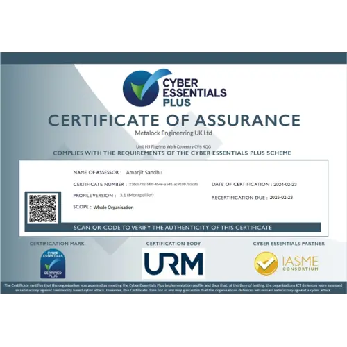 Cyber Essentials Plus - Certificate of Assurance