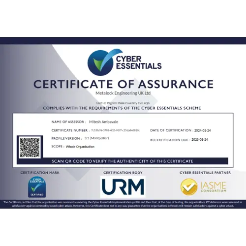 Cyber Essentials - Certificate of Assurance