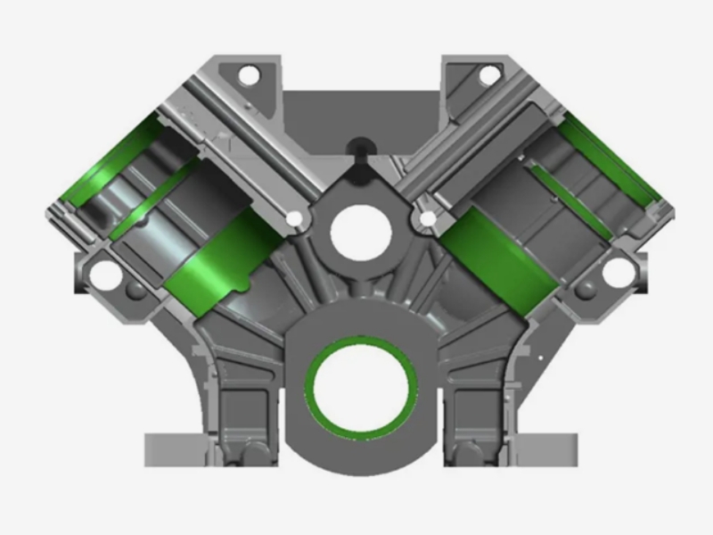 Re-machining areas highlighted in green