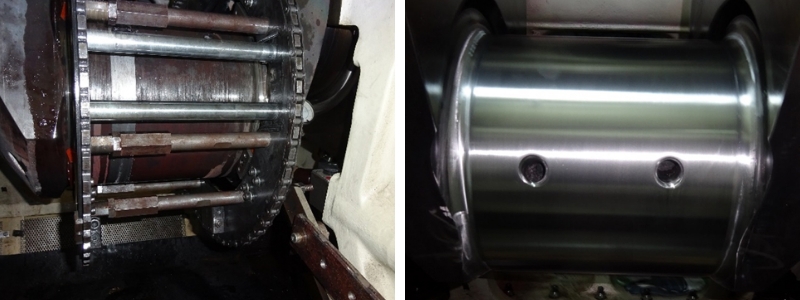 MAN B&W L27/38 Crankpin bearing journals following heat treatment and final machining